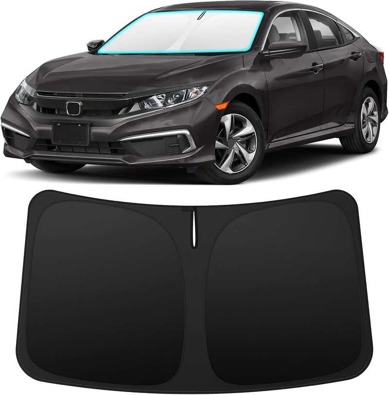 INSAUTO Foldable Windshield Sun Shade for Honda Civic 2016-2021, Heat & UV Protection Car Sunshade with Storage Bag, Keep Interior Cool & Easy Installation - Image 1